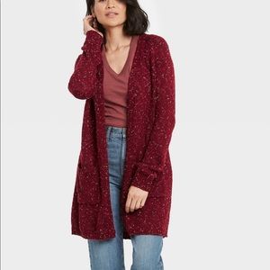 Knox rose nwt burgundy open knit cardigan size xs